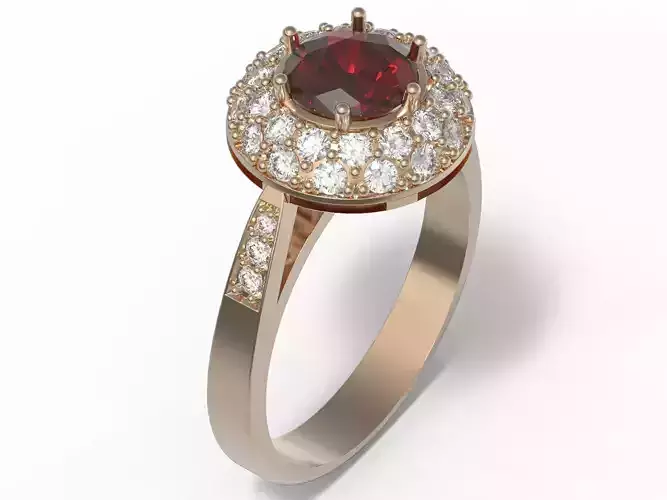 Ring with diamonds and color gemstone