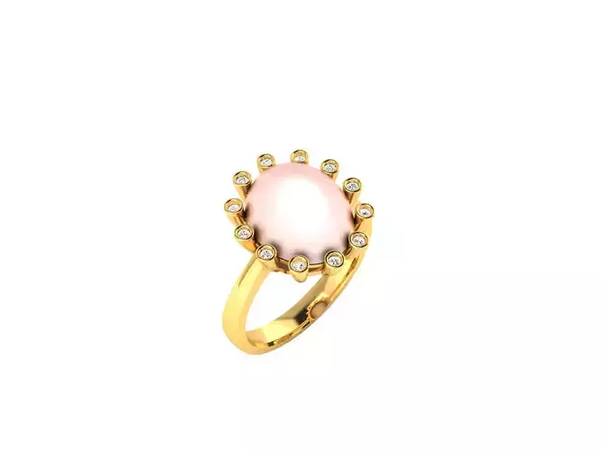 Women Pearl Ring 3dm render detail