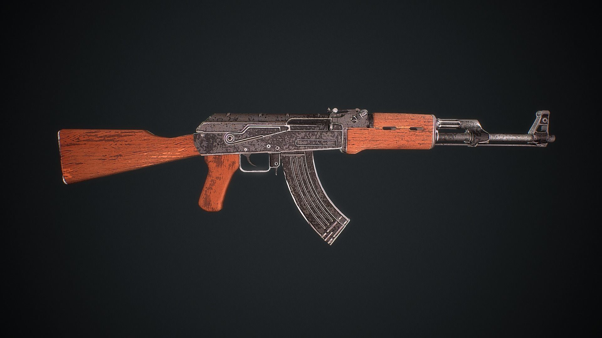 Ak-47  Cartoon style stylized low Poly Model  asset Low-poly 3D model_6