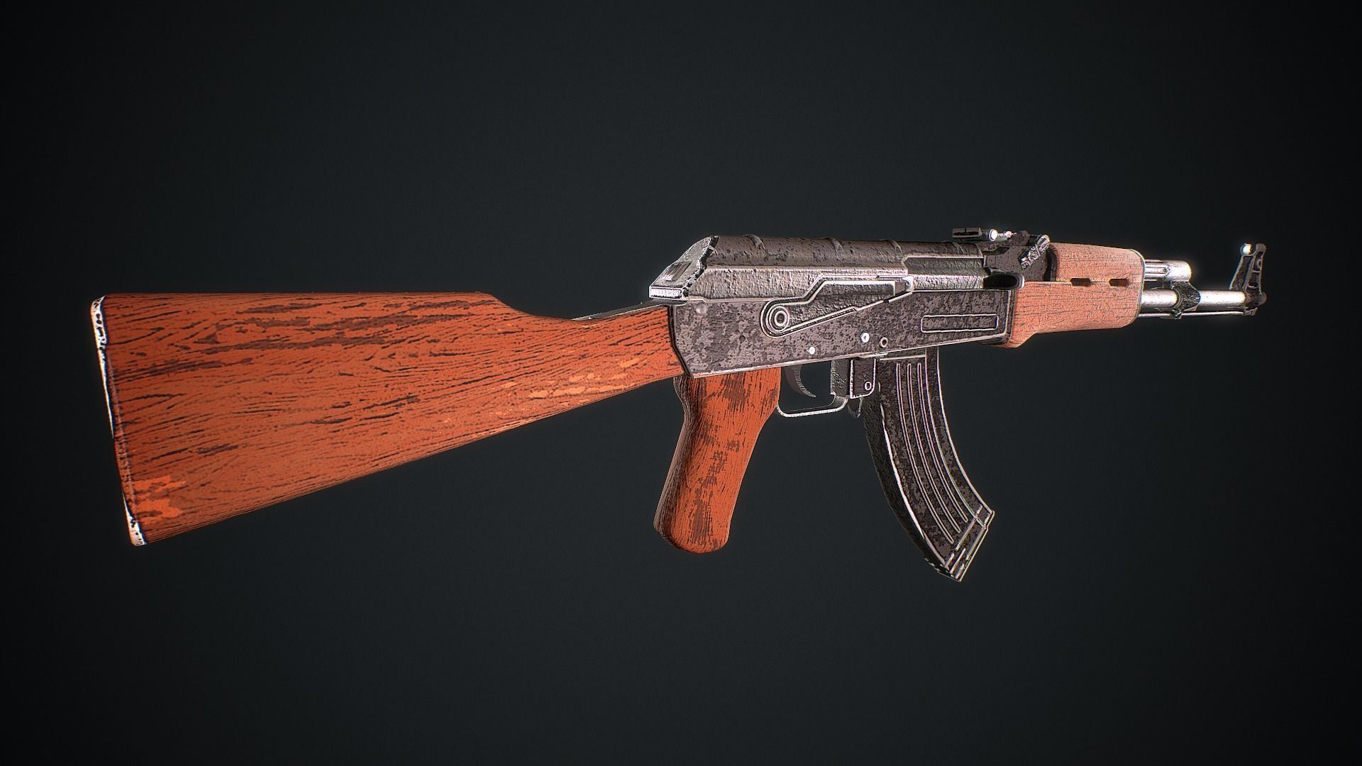 Ak-47  Cartoon style stylized low Poly Model  asset Low-poly 3D model_5