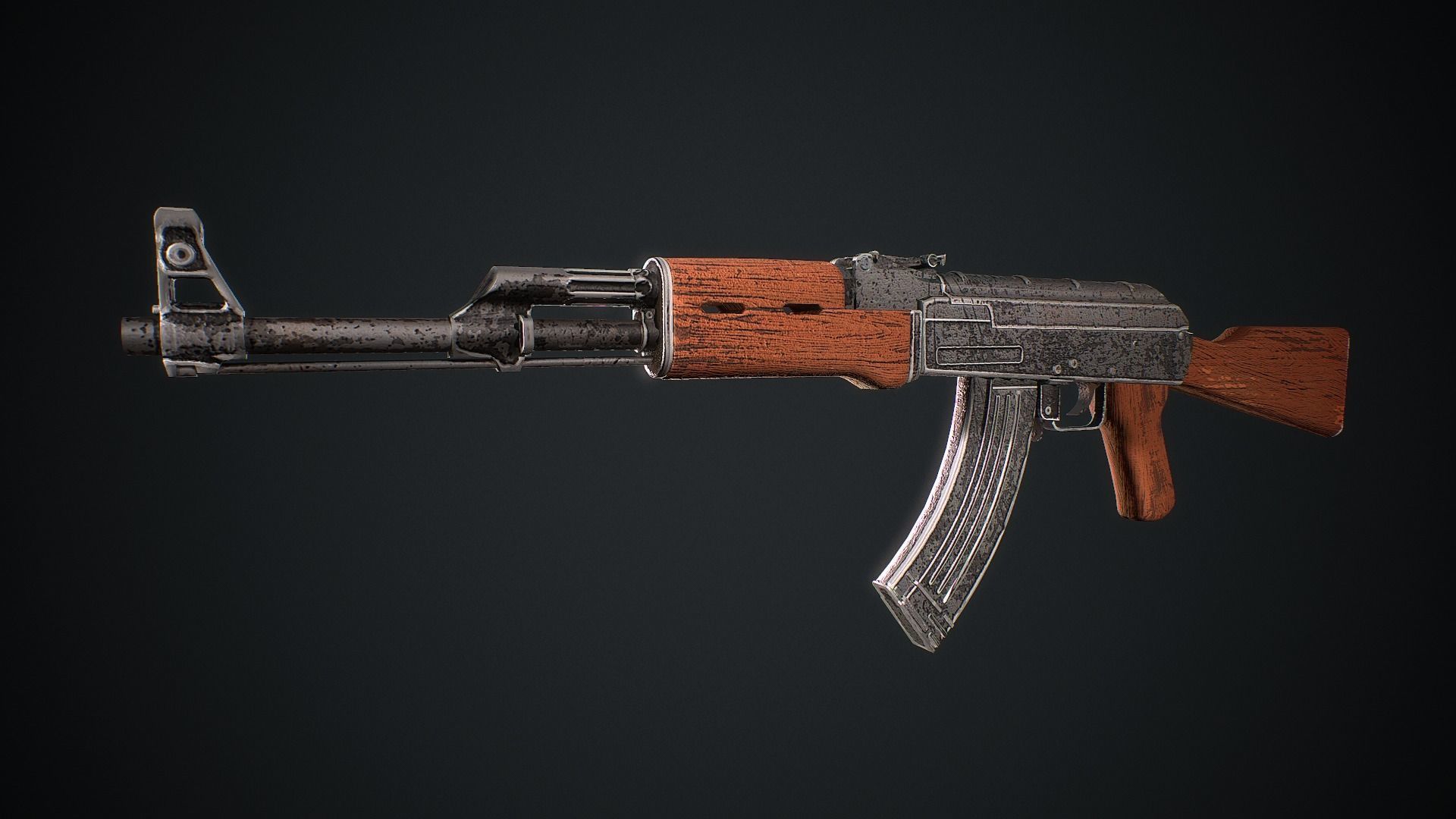 Ak-47  Cartoon style stylized low Poly Model  asset Low-poly 3D model_4