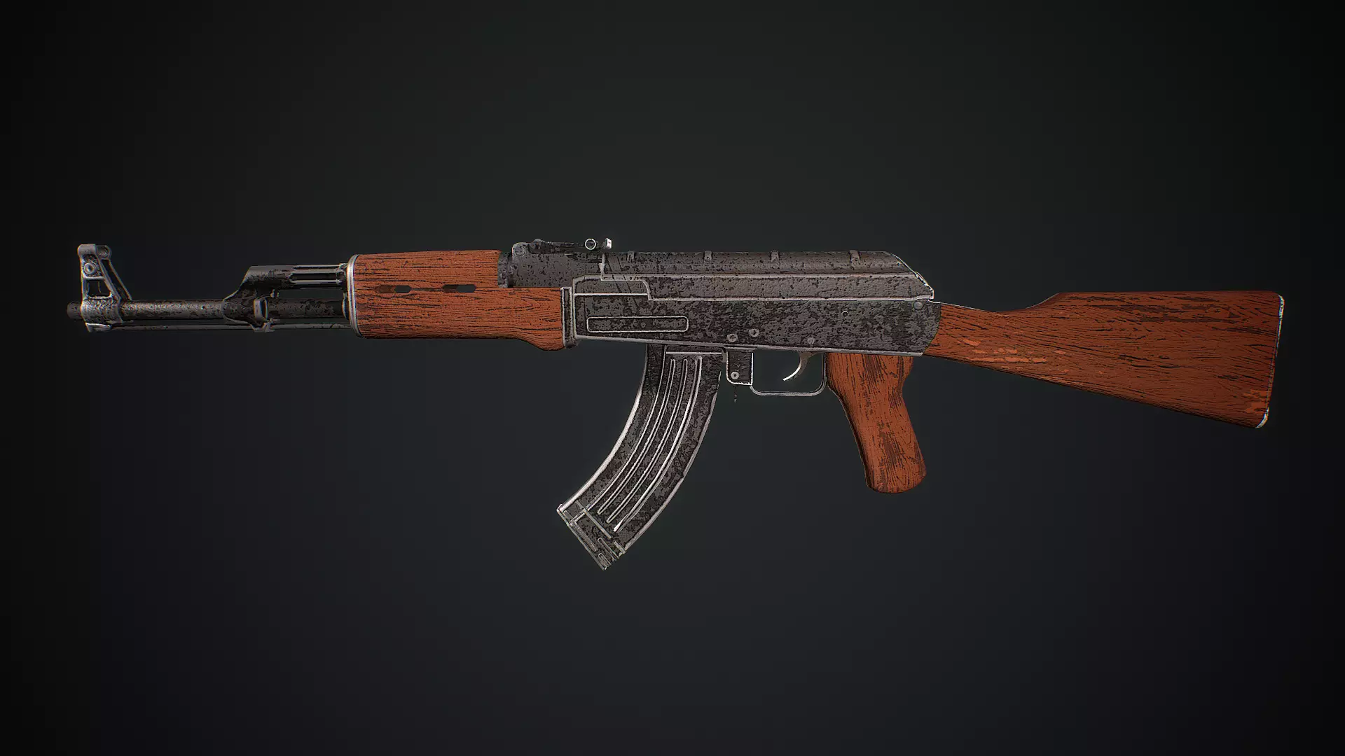 Ak-47  Cartoon style stylized low Poly Model  asset Low-poly 3D model_0