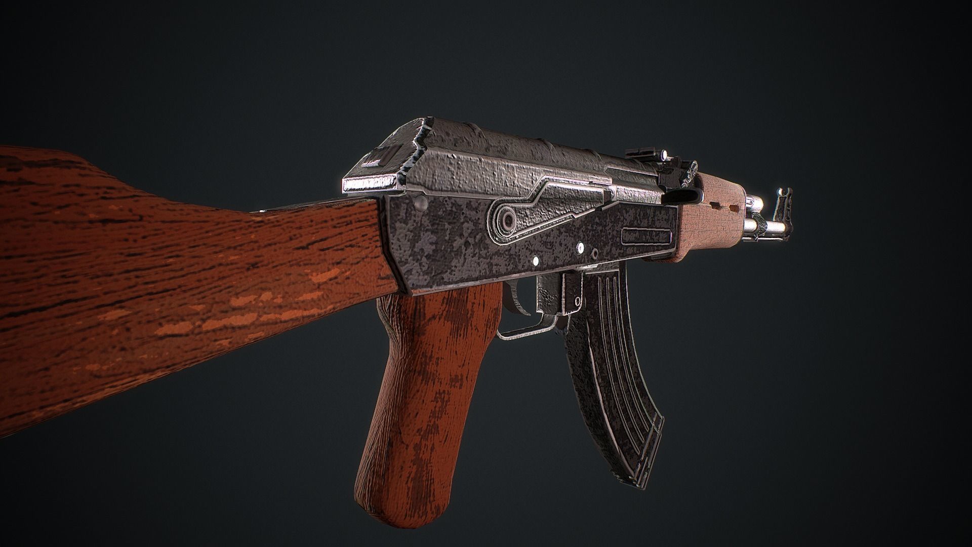 Ak-47  Cartoon style stylized low Poly Model  asset Low-poly 3D model_3