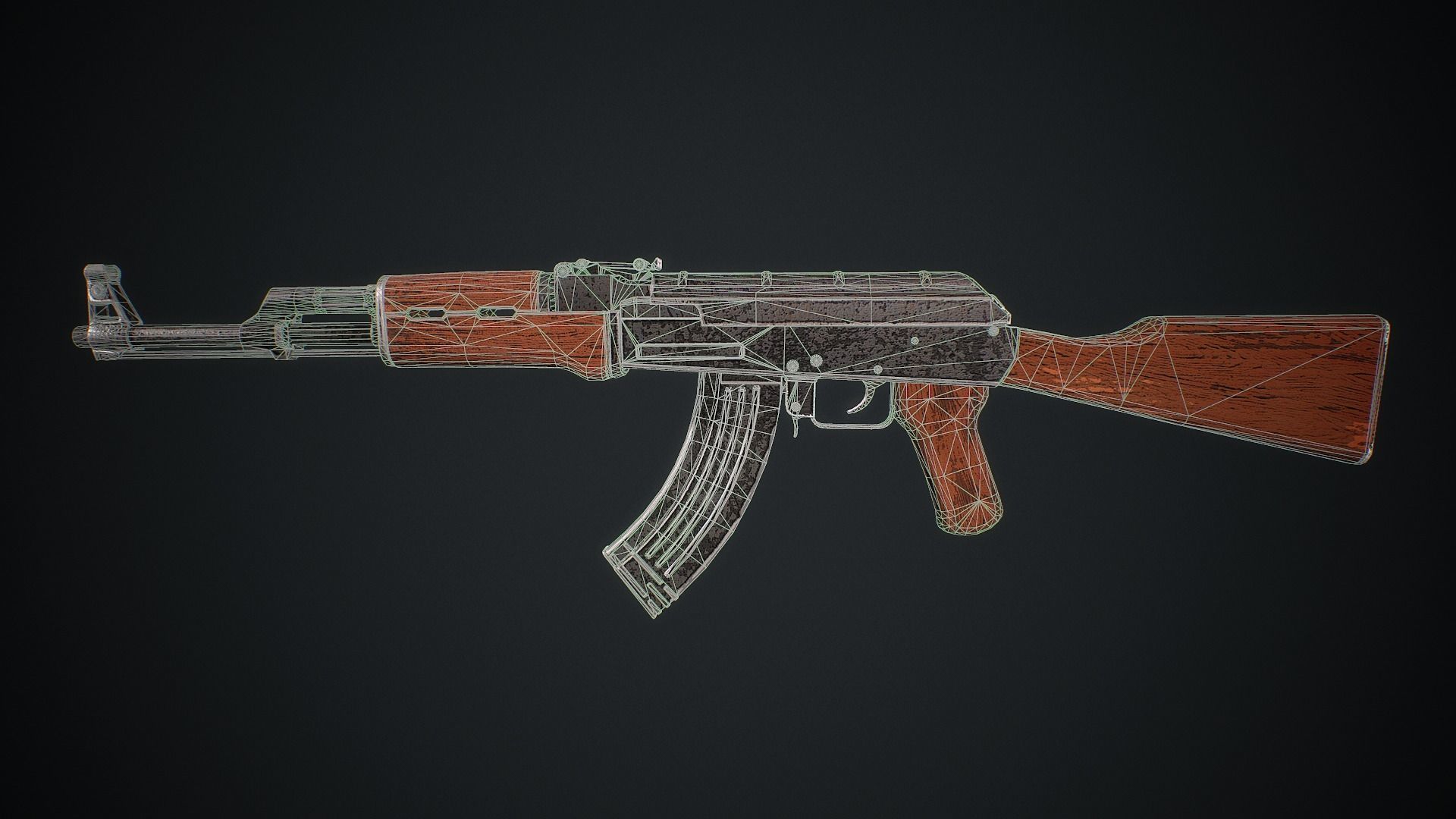 Ak-47  Cartoon style stylized low Poly Model  asset Low-poly 3D model_2