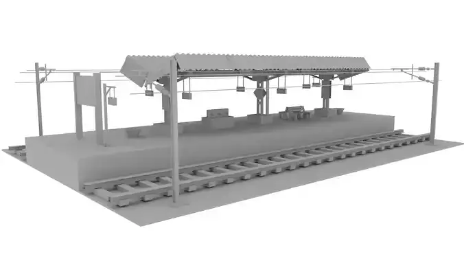 india Railway station  Platform  LOW POLY