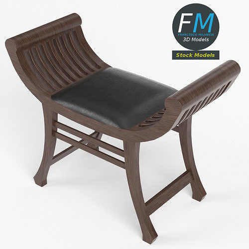 Klismos stool 3D model 2