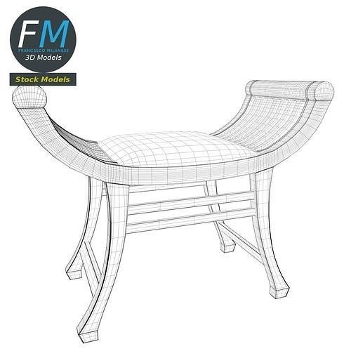 Klismos stool 3D model 7