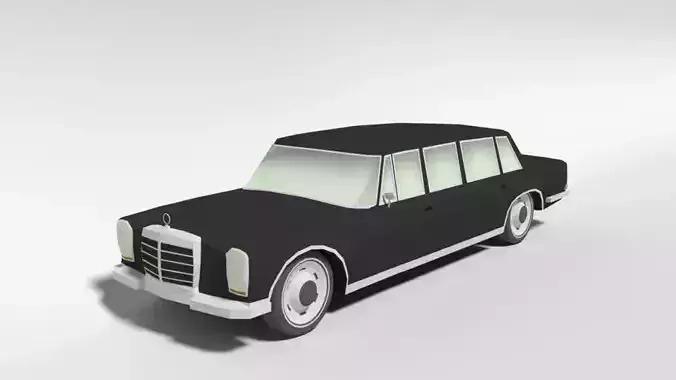 Low Poly Cartoon Retro Limousine  Low-poly 3D model