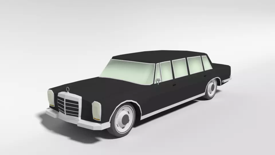 Low Poly Cartoon Retro Limousine Low-poly 3D model