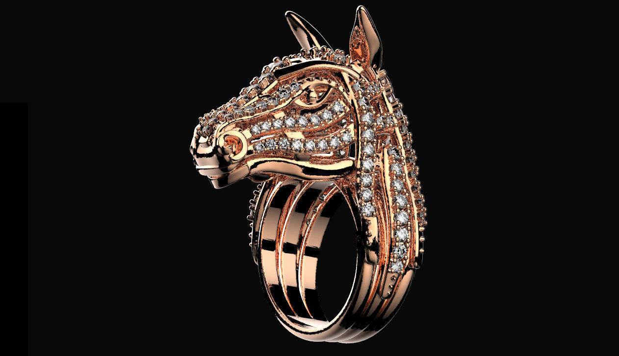 Horse ring 3D print model_3