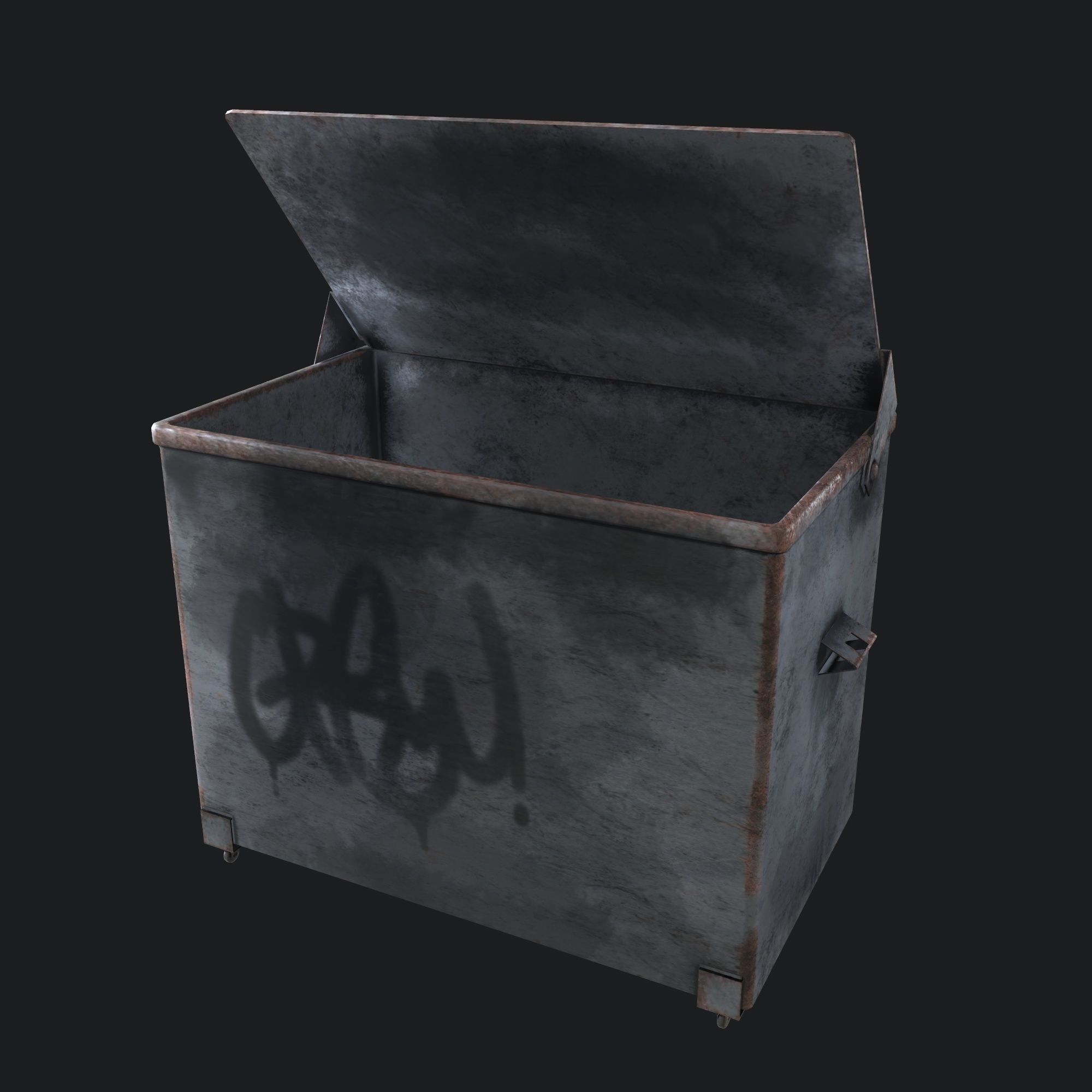 Dirty Trash Container - Pbr Game Ready Low-poly 3D model_7