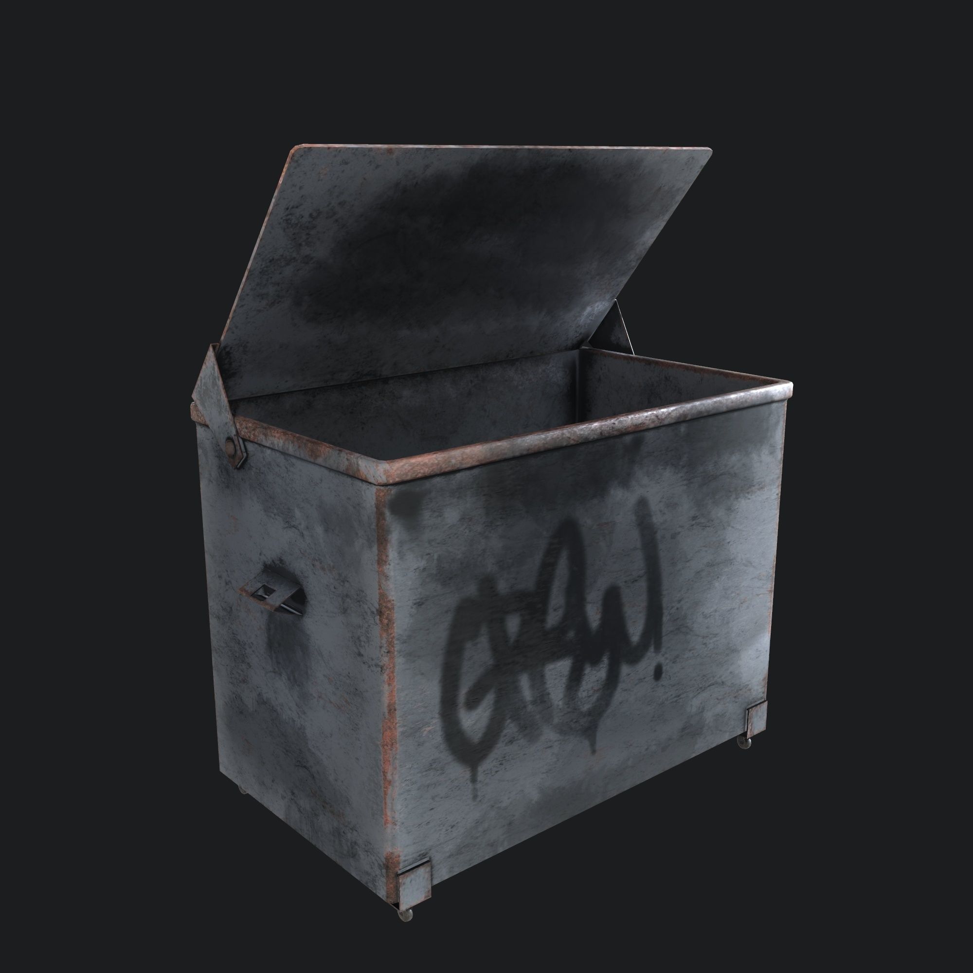 Dirty Trash Container - Pbr Game Ready Low-poly 3D model_1