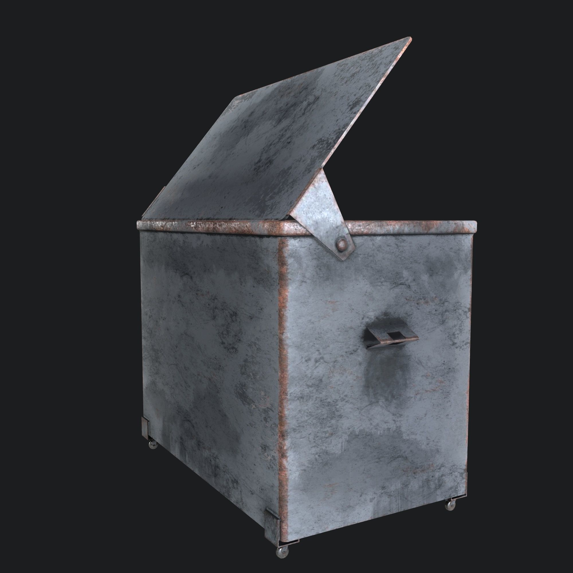 Dirty Trash Container - Pbr Game Ready Low-poly 3D model_2