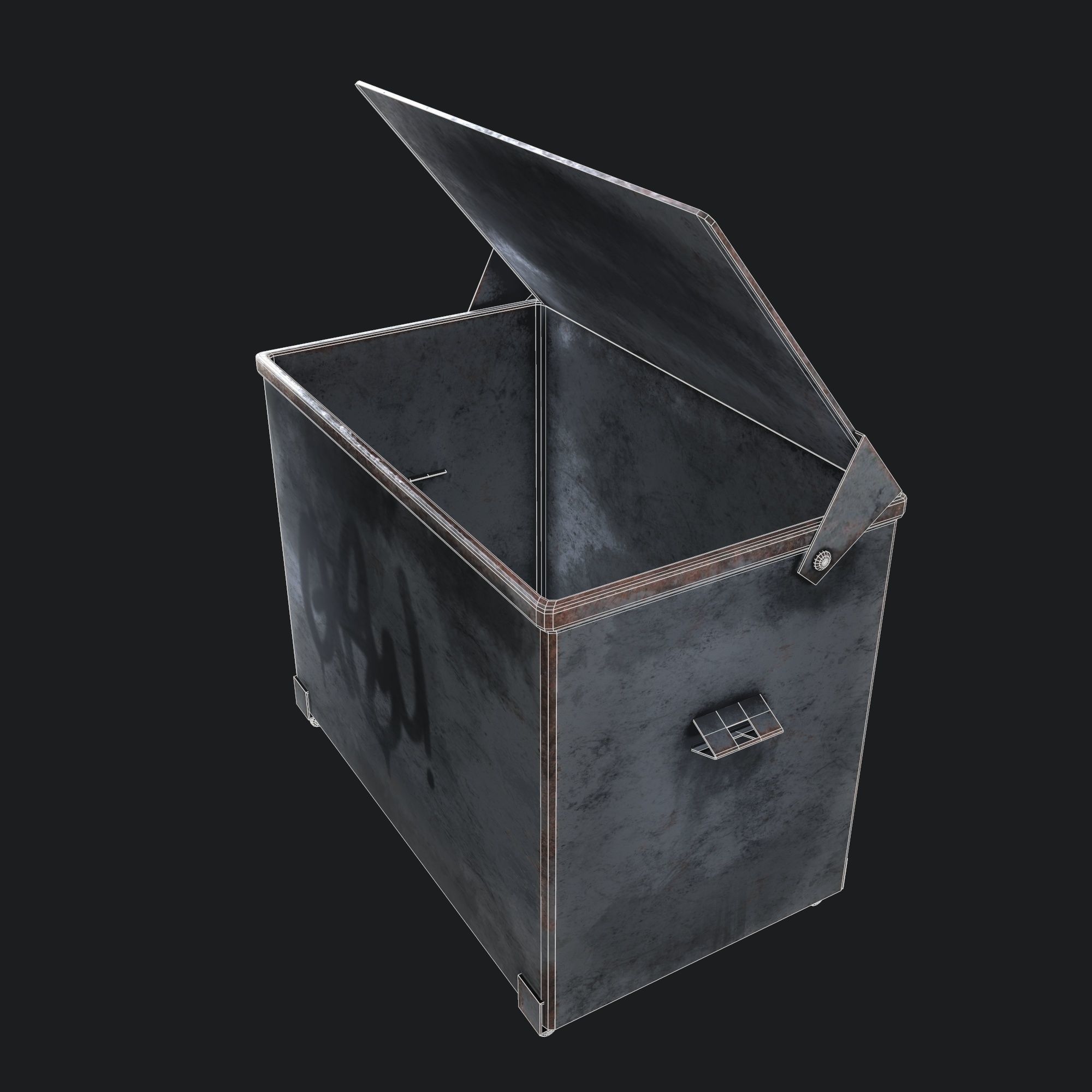 Dirty Trash Container - Pbr Game Ready Low-poly 3D model_9