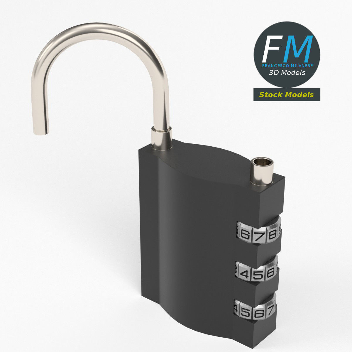 Luggage lock 3D model_2