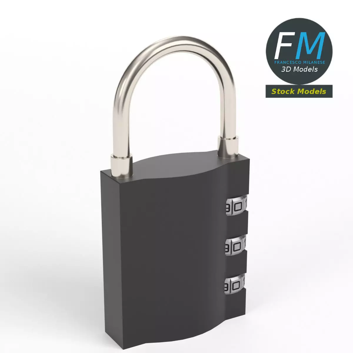 Luggage lock 3D model_0