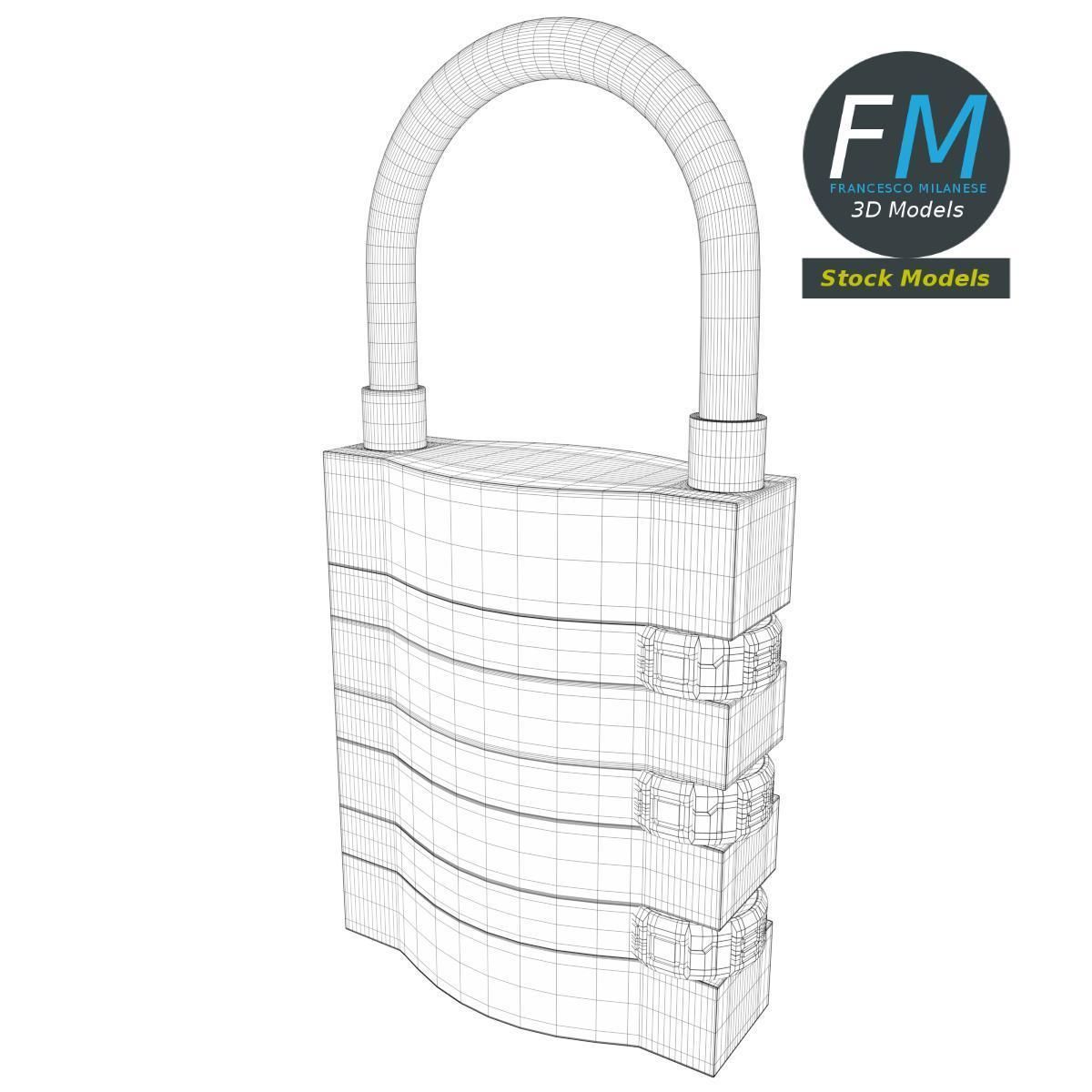 Luggage lock 3D model_7