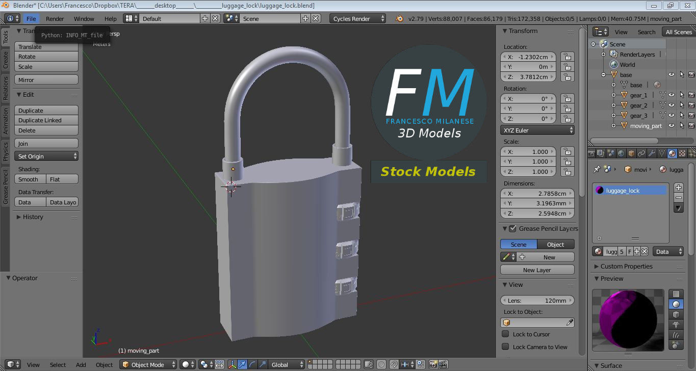 Luggage lock 3D model_9