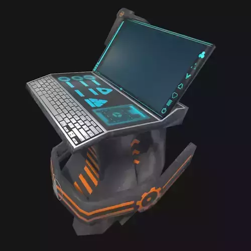 Sci Fi Computer Set with separated materials Low-poly 3D model
