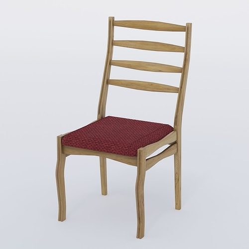 Wooden chair with fabric seat 001 3D model