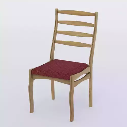 Wooden chair with fabric seat 001 3D model