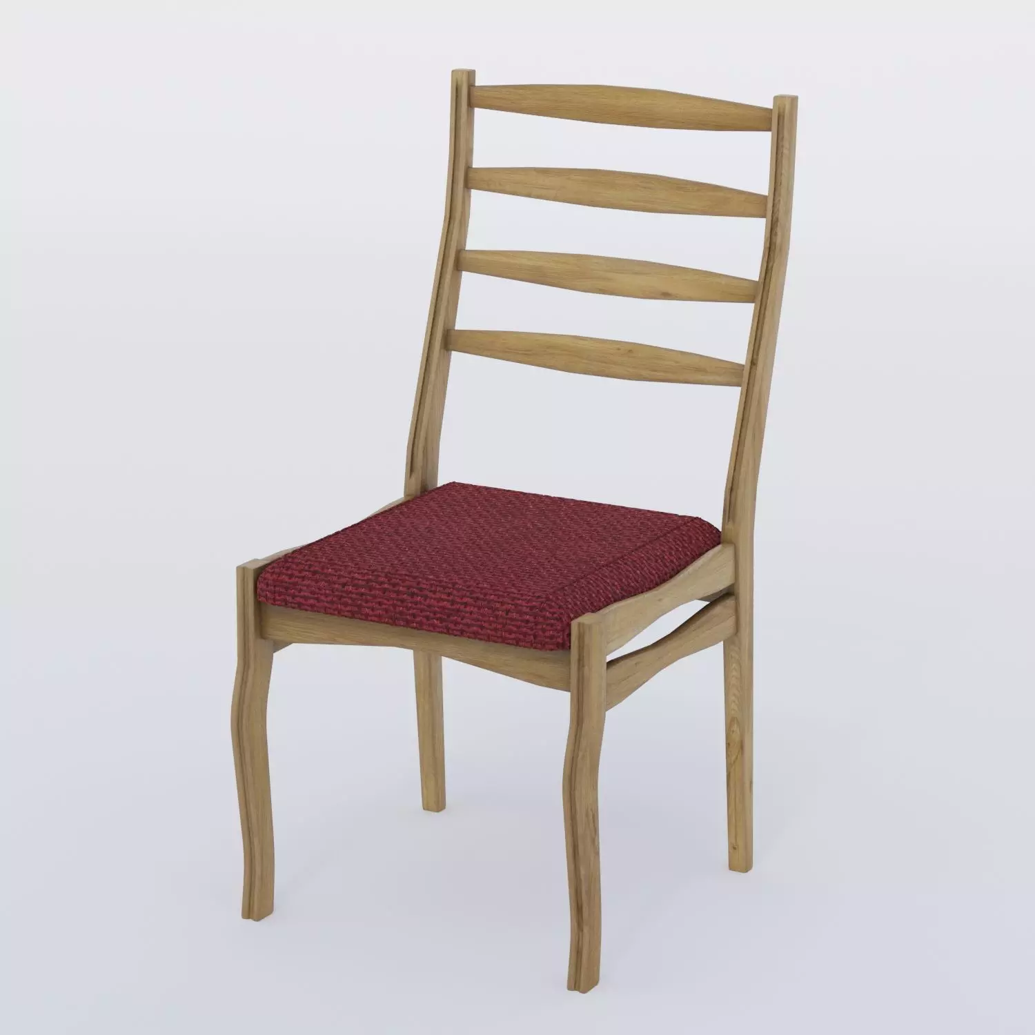 Wooden chair with fabric seat 001 3D model_0