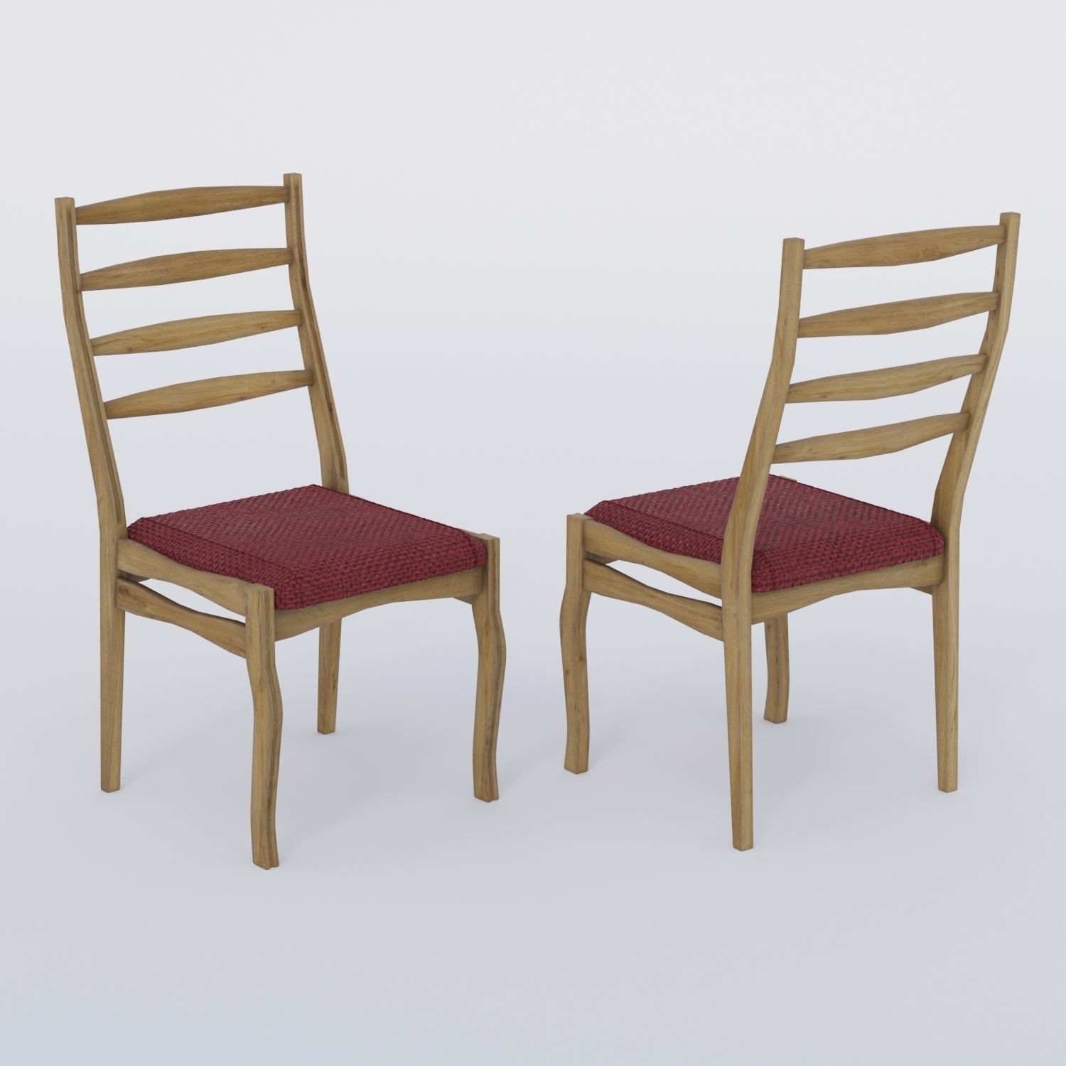 Wooden chair with fabric seat 001 3D model_1
