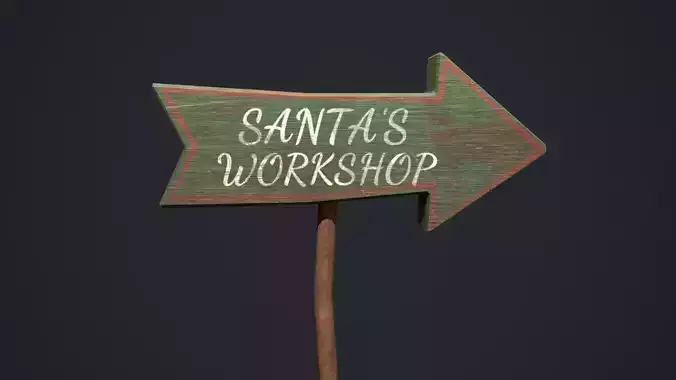 Santas Workshop Sign Low-poly 3D model