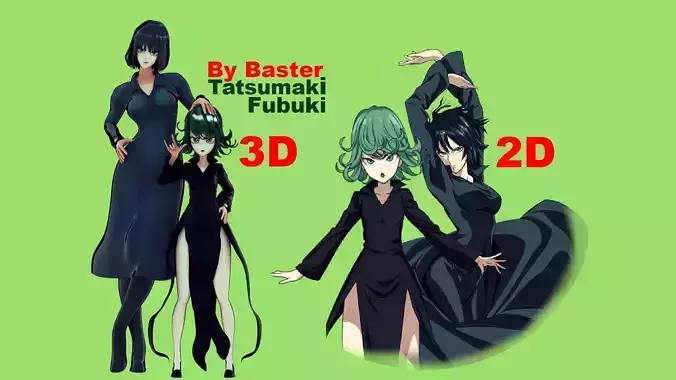 psychic sisters Tatsumaki and Fubuki 3D Model Collection
