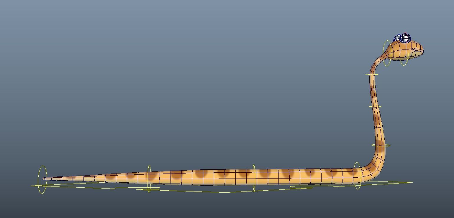 Cartoon Snake - Rigged Low-poly 3D model_7
