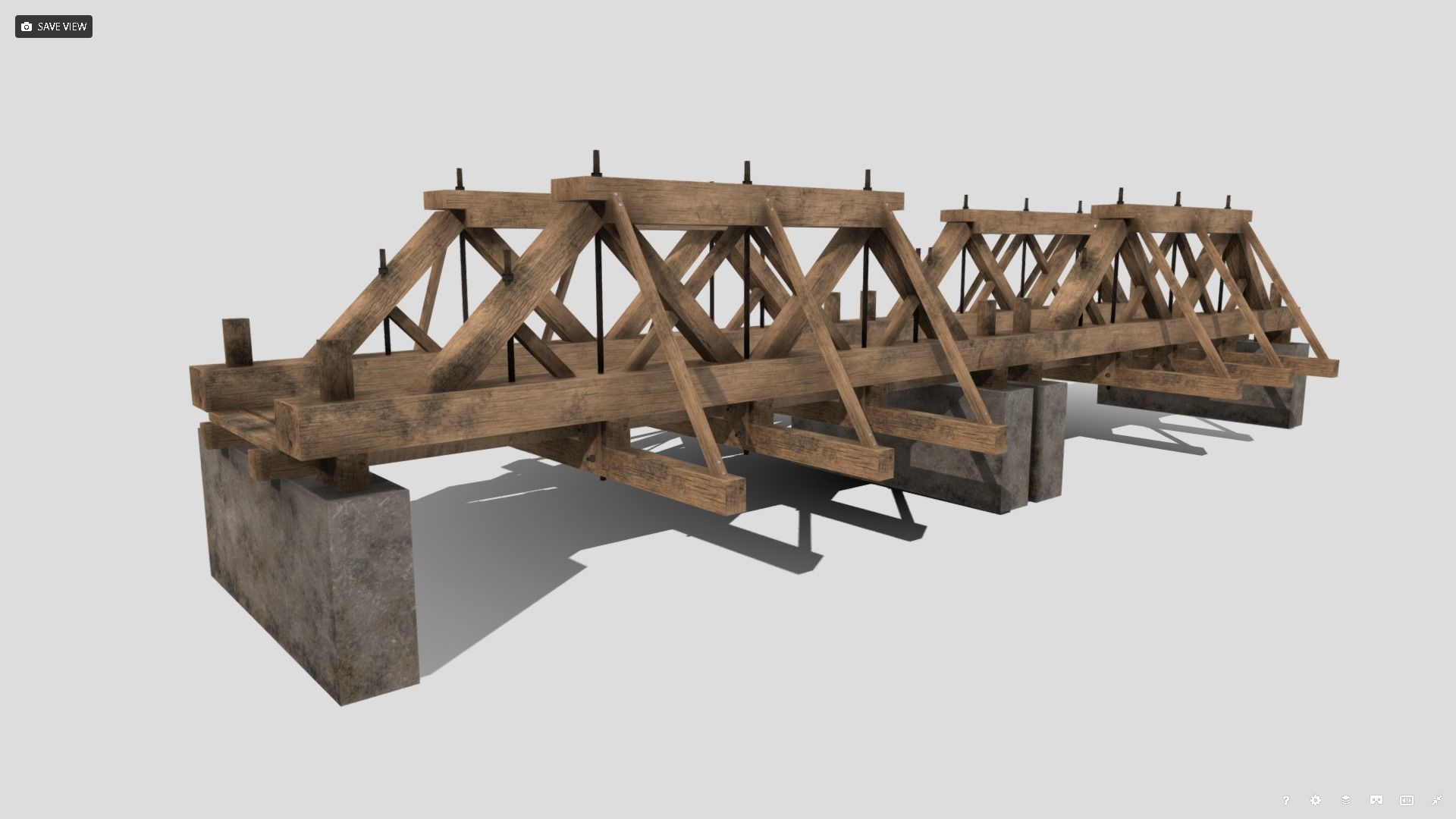 Wooden Bridge Low-poly 3D model_1