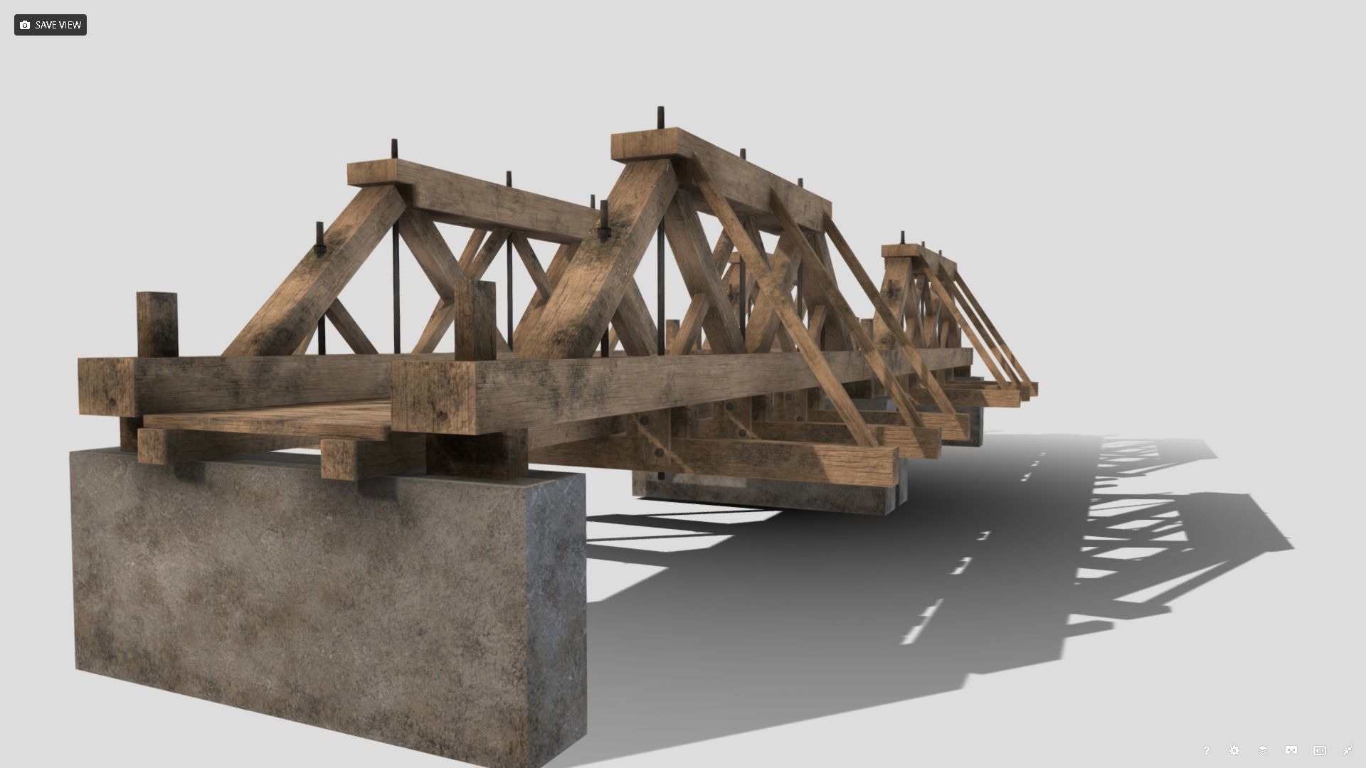 Wooden Bridge Low-poly 3D model_5