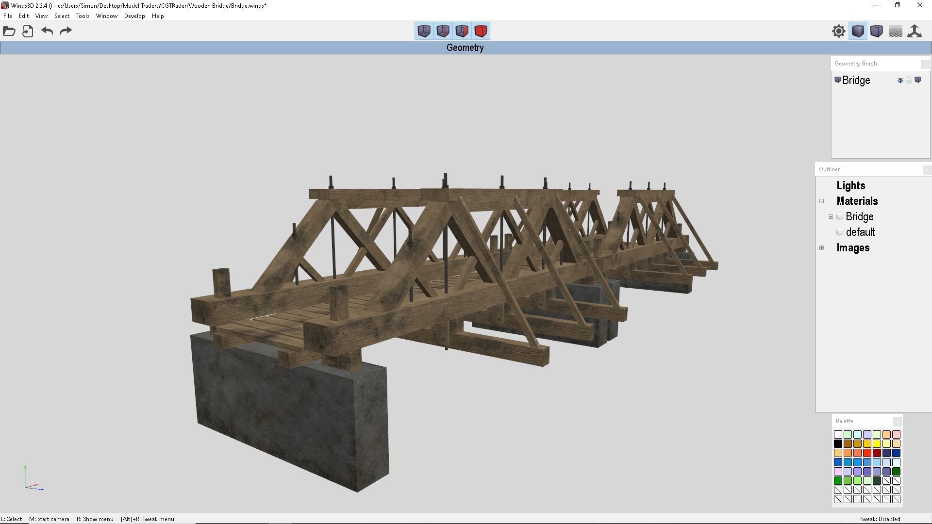 Wooden Bridge Low-poly 3D model_21