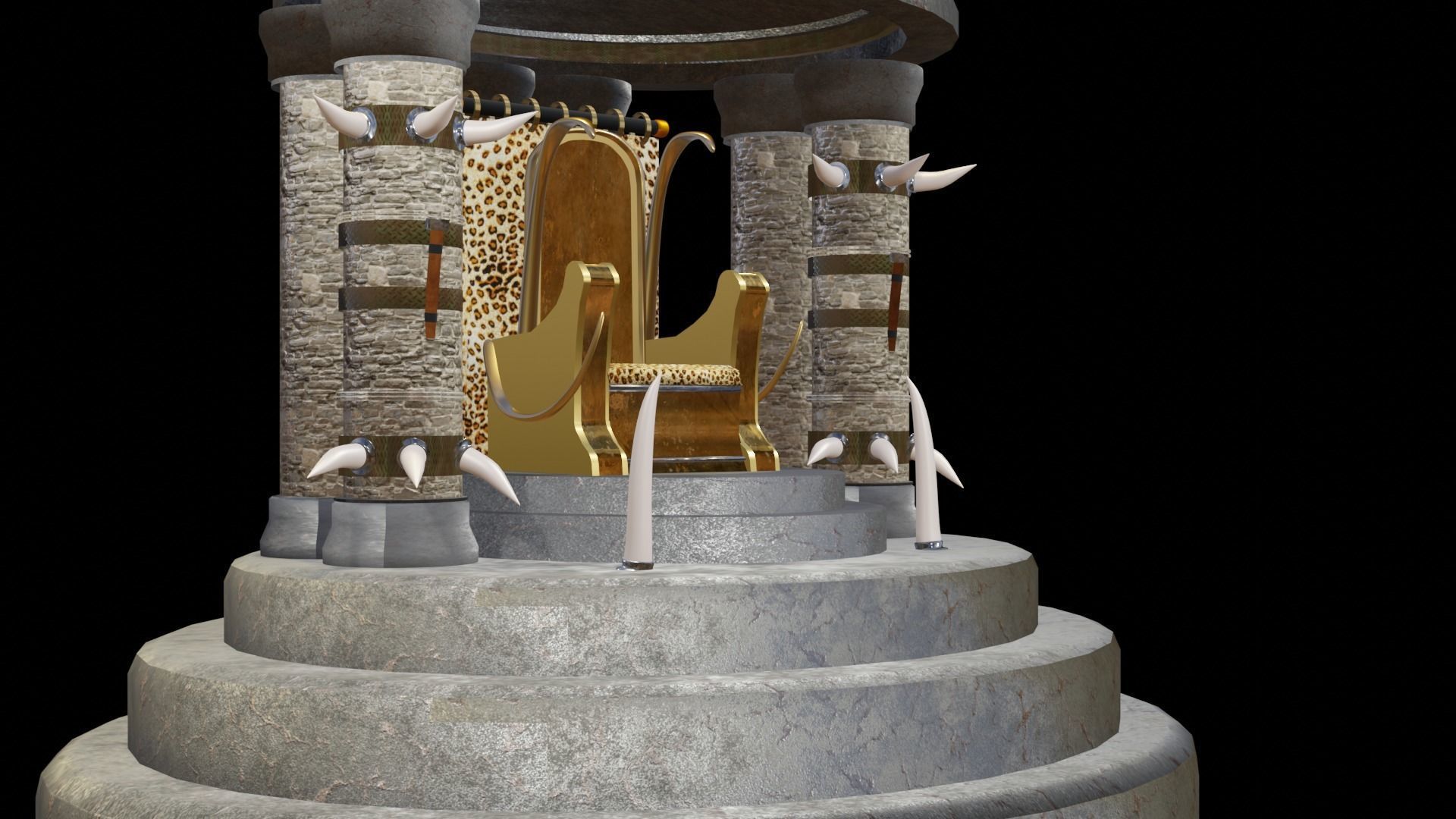  Fantasy throne Free low-poly 3D model_1