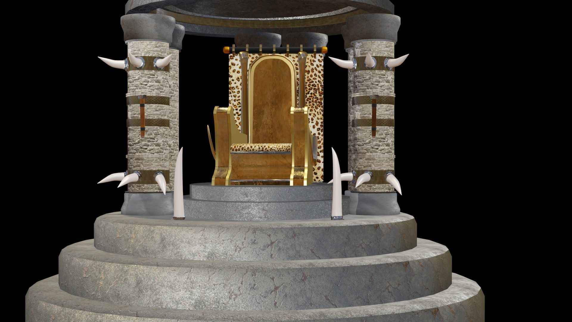  Fantasy throne Free low-poly 3D model_2