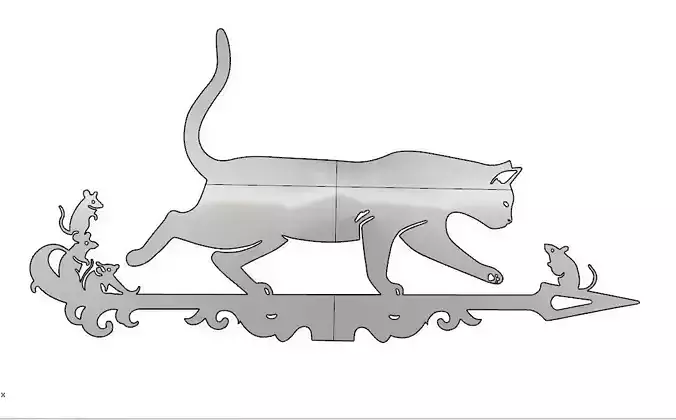 Weathervane cat and mouse for cnc