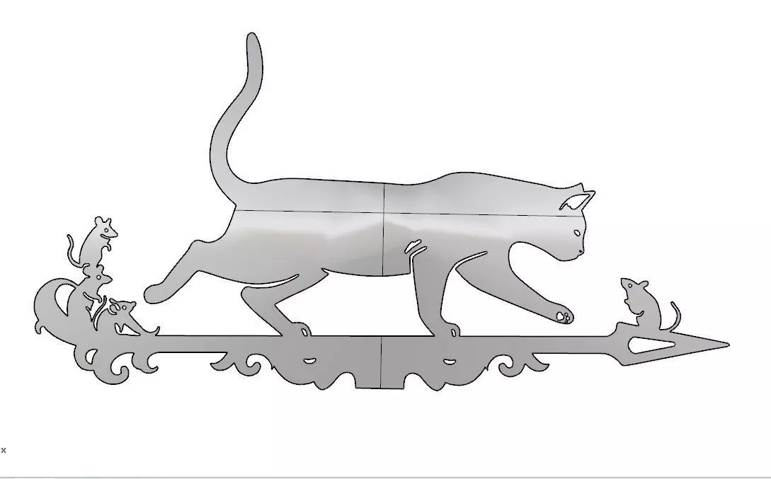 Weathervane cat and mouse for cnc 3D print model_0