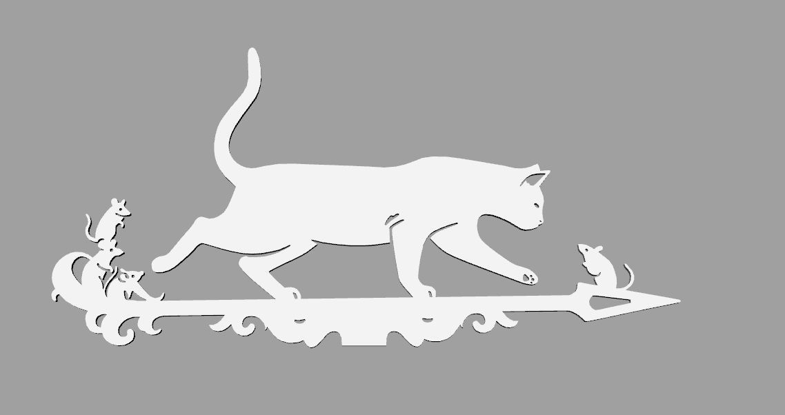 Weathervane cat and mouse for cnc 3D print model_6