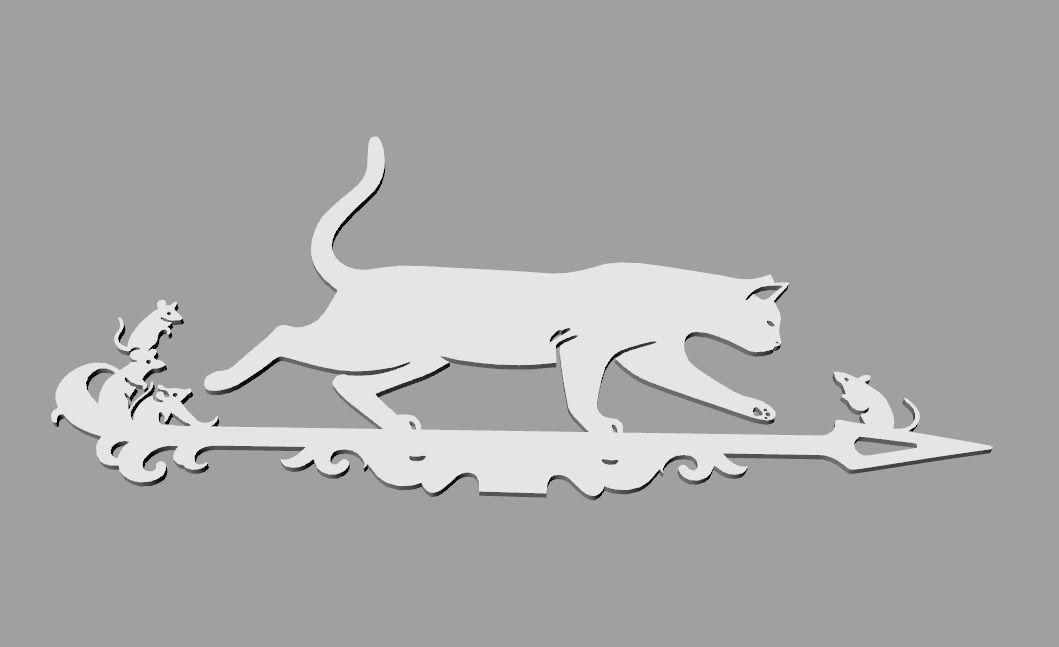 Weathervane cat and mouse for cnc 3D print model_2