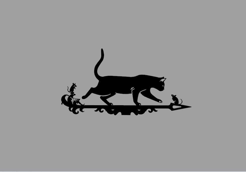 Weathervane cat and mouse for cnc 3D print model_3