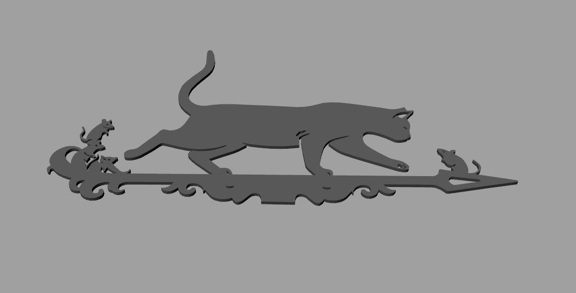 Weathervane cat and mouse for cnc 3D print model_7