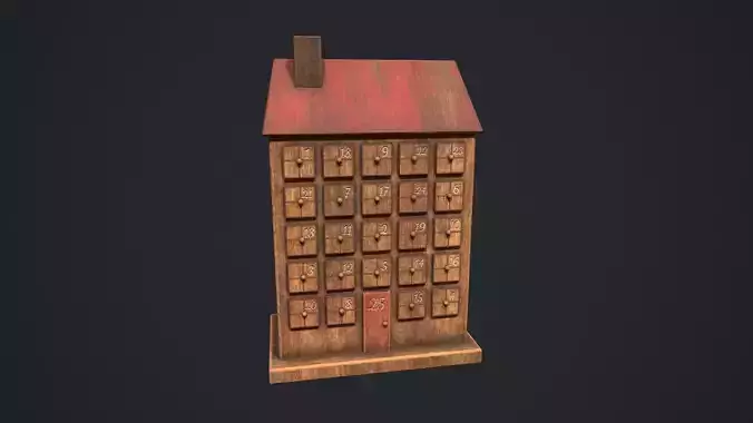 Wooden Advent Calendar Low-poly 3D model