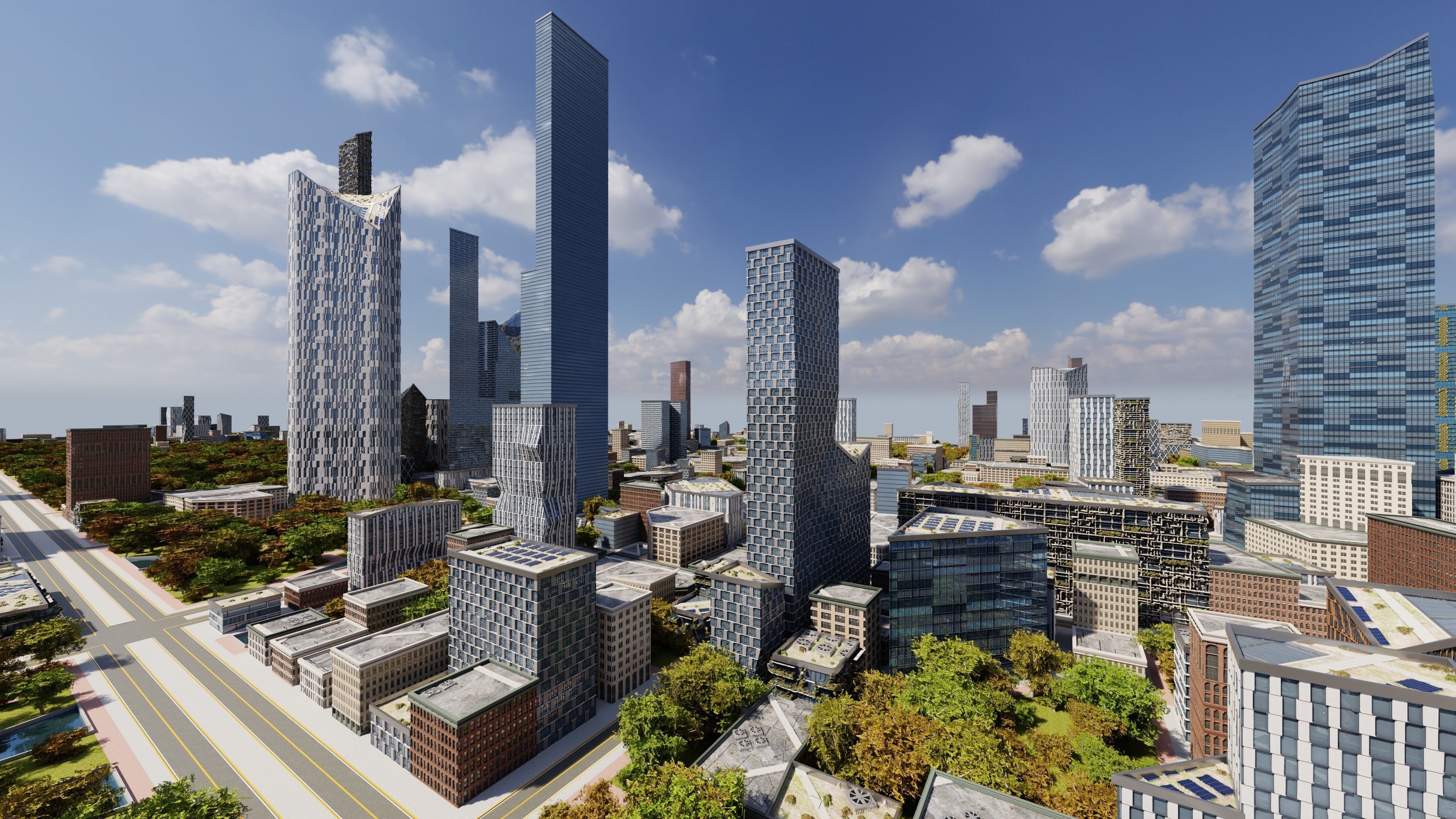 Modern Modular City Blender Cycles Low-poly 3D model_19