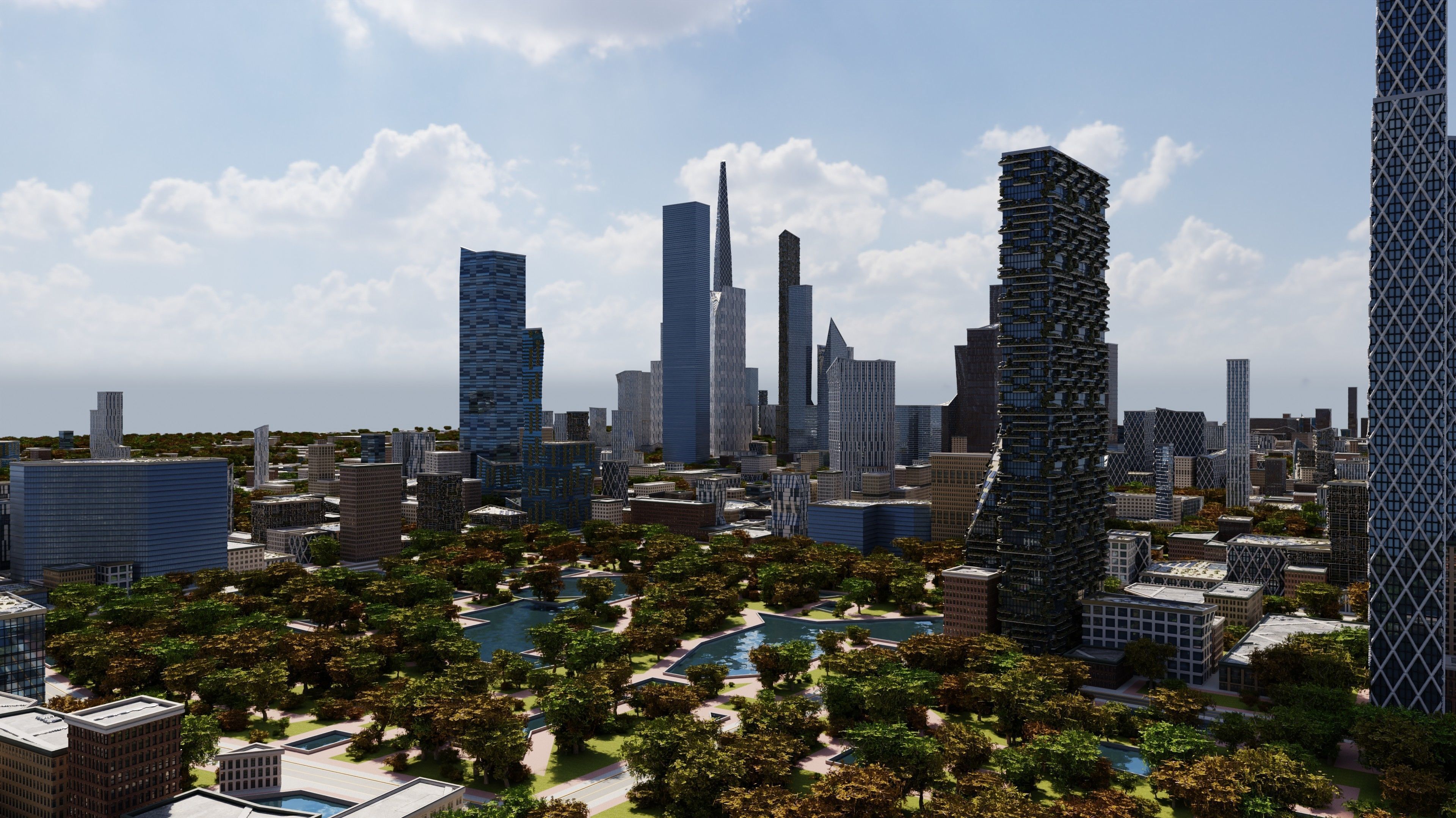 Modern Modular City Blender Cycles Low-poly 3D model_6