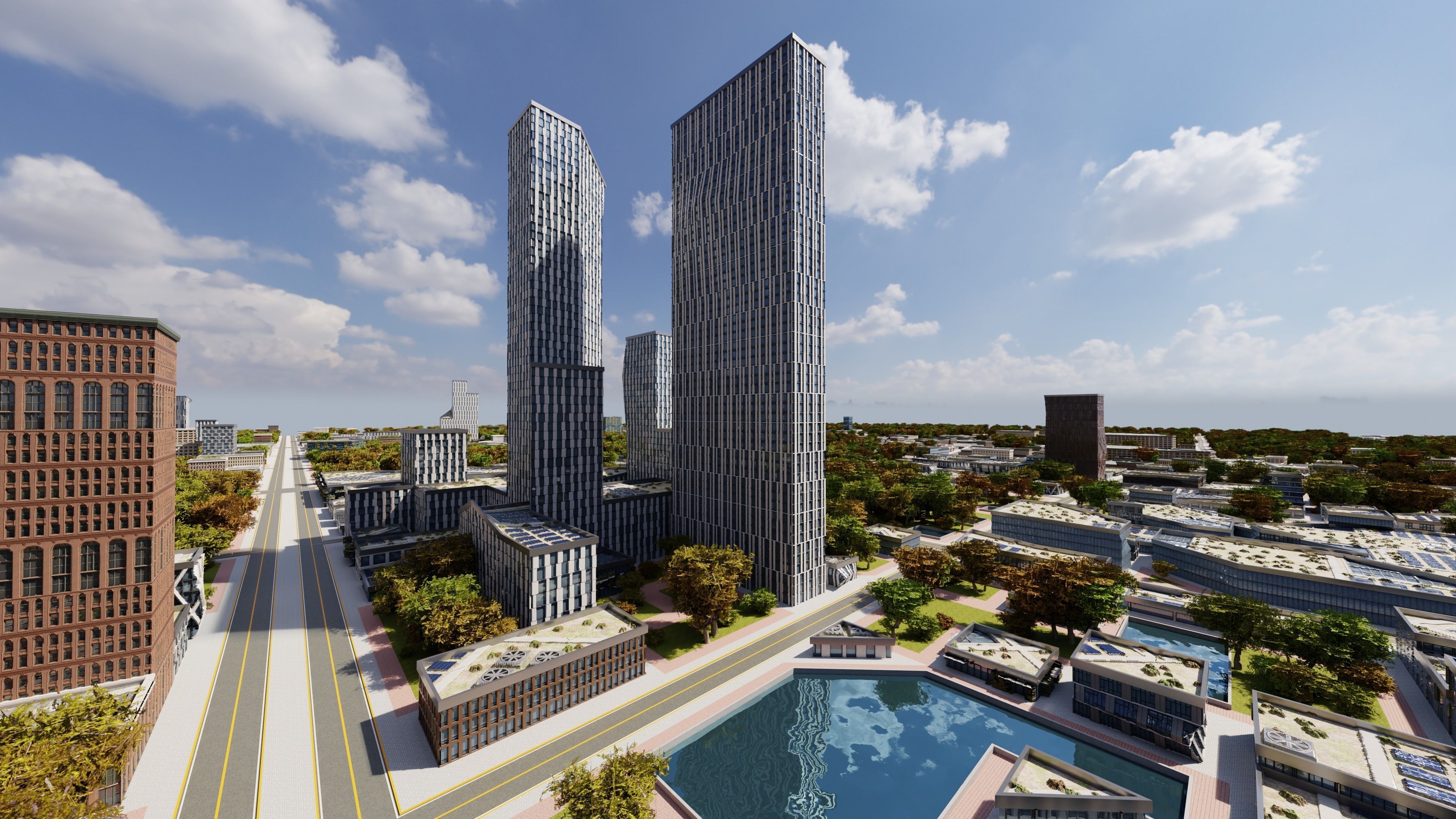 Modern Modular City Blender Cycles Low-poly 3D model_21