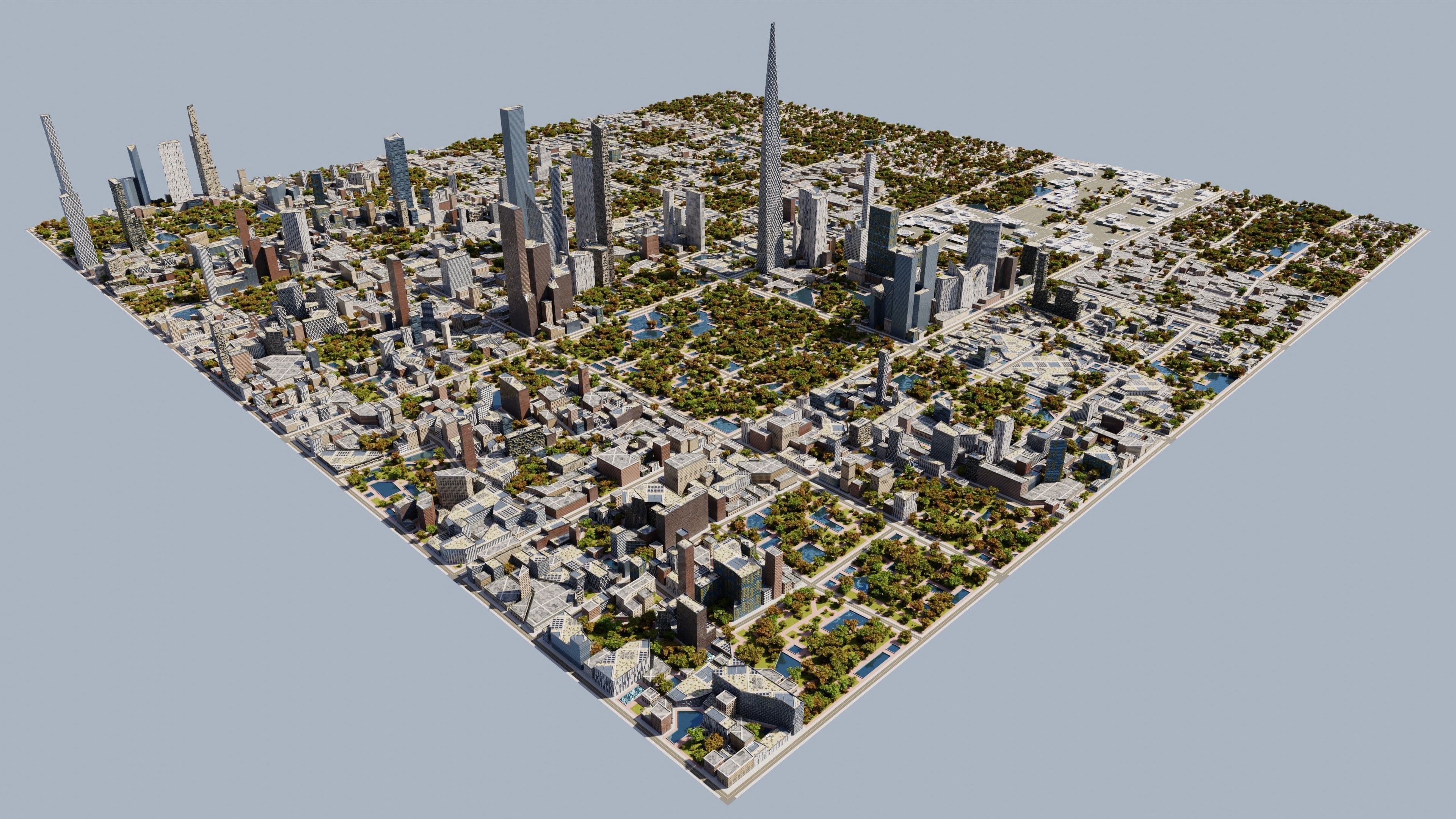 Modern Modular City Blender Cycles Low-poly 3D model_5