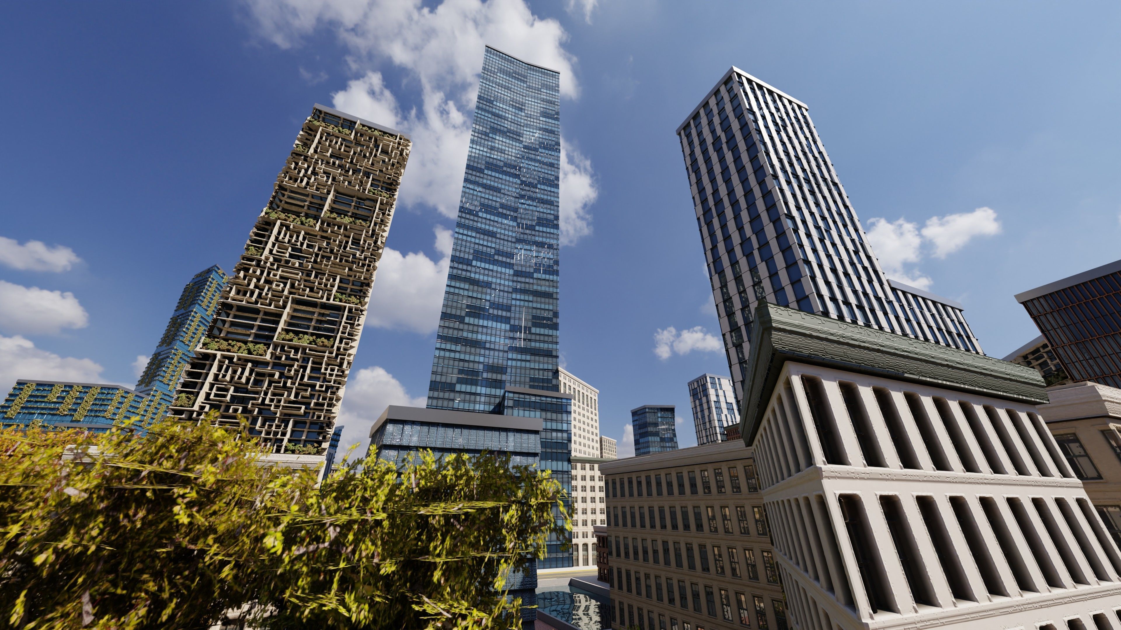 Modern Modular City Blender Cycles Low-poly 3D model_15