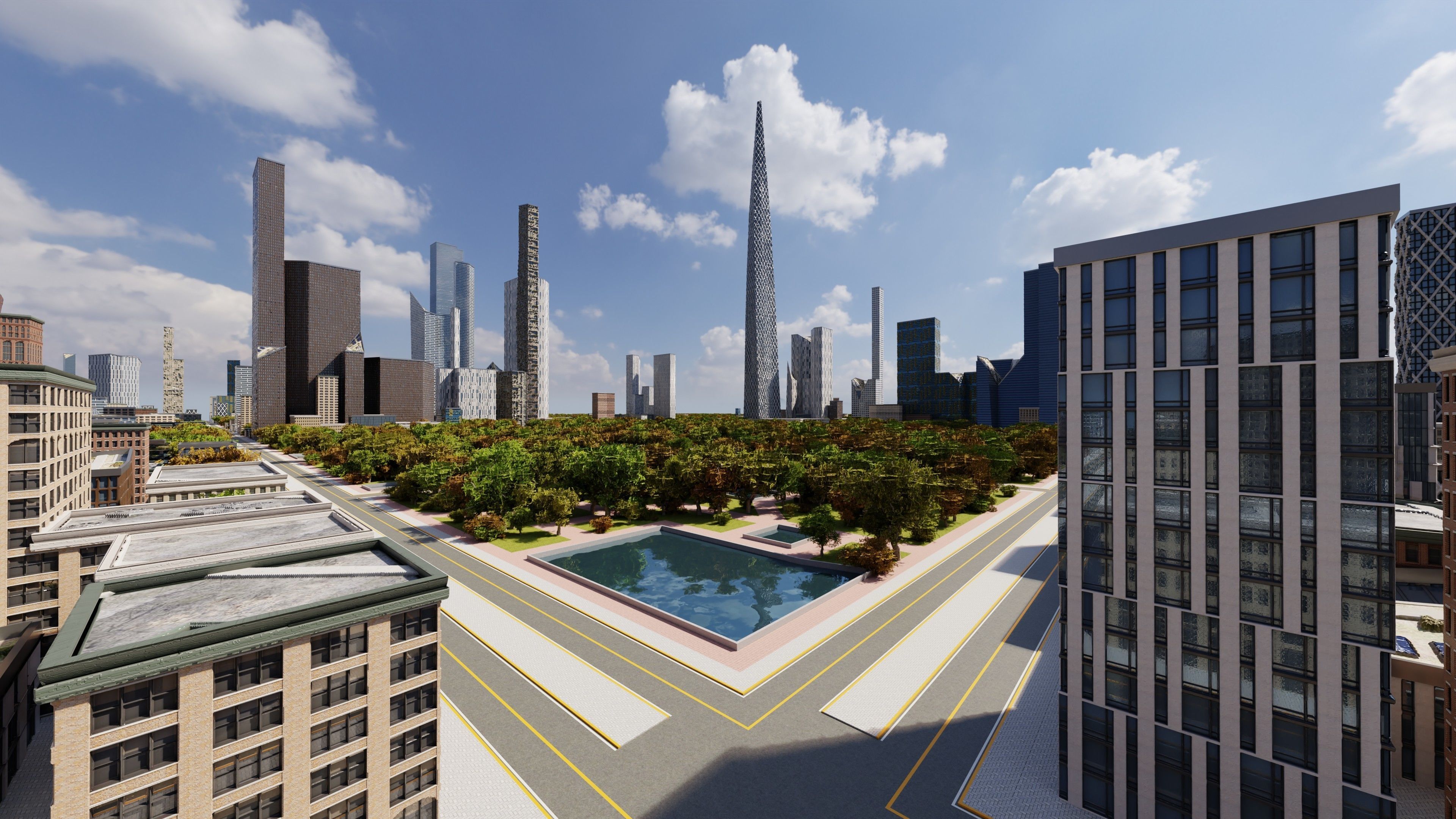 Modern Modular City Blender Cycles Low-poly 3D model_11