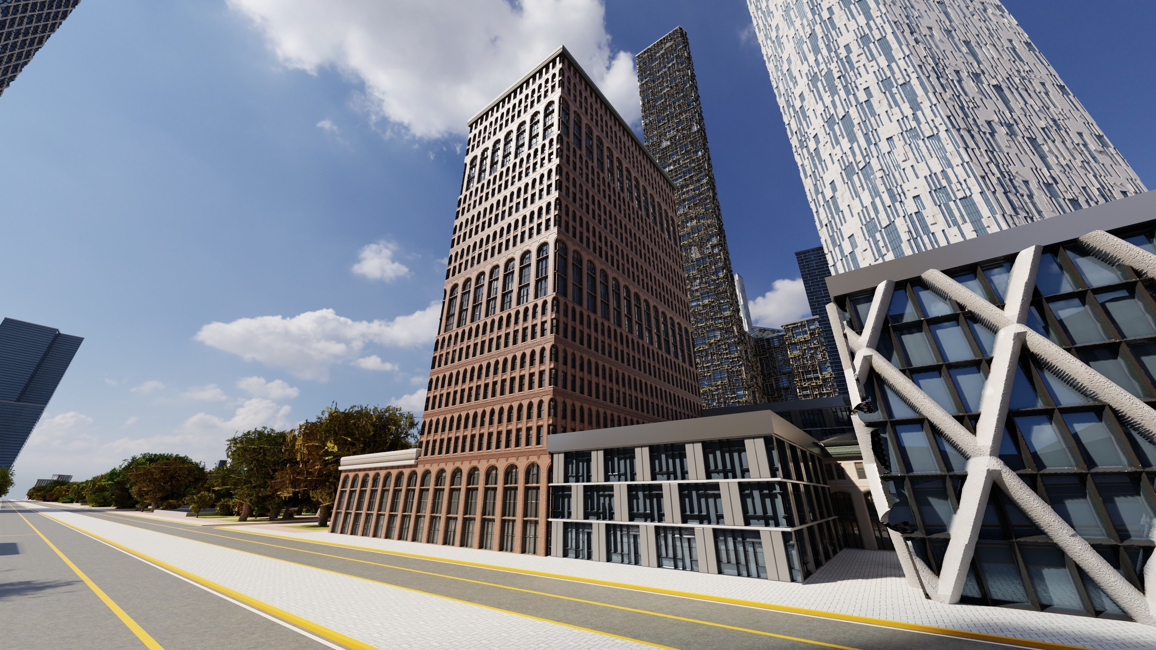 Modern Modular City Blender Cycles Low-poly 3D model_20