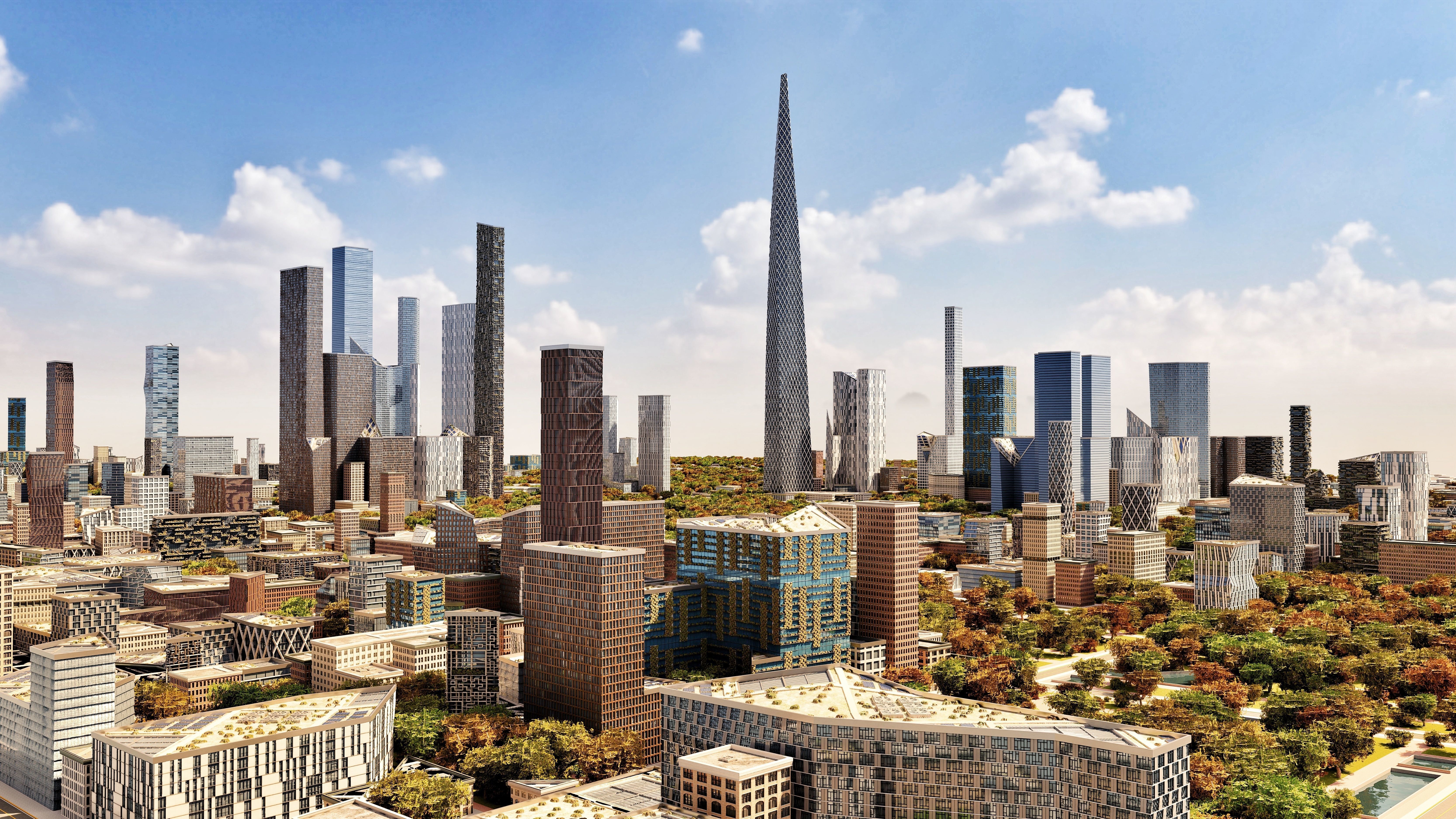 Modern Modular City Blender Cycles Low-poly 3D model_0